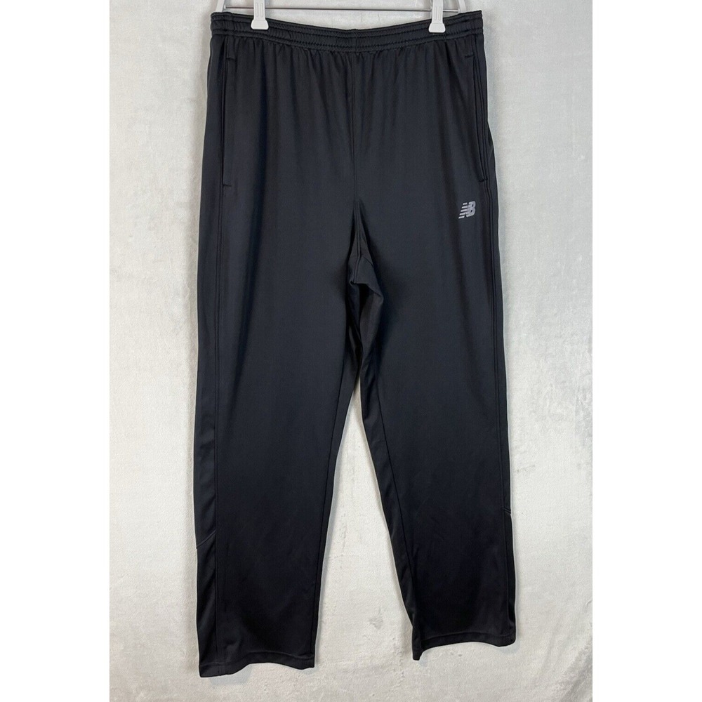 New Balance Track Pants Mens L Black NB DRY Tech Ankle Zip Stretch Active Good